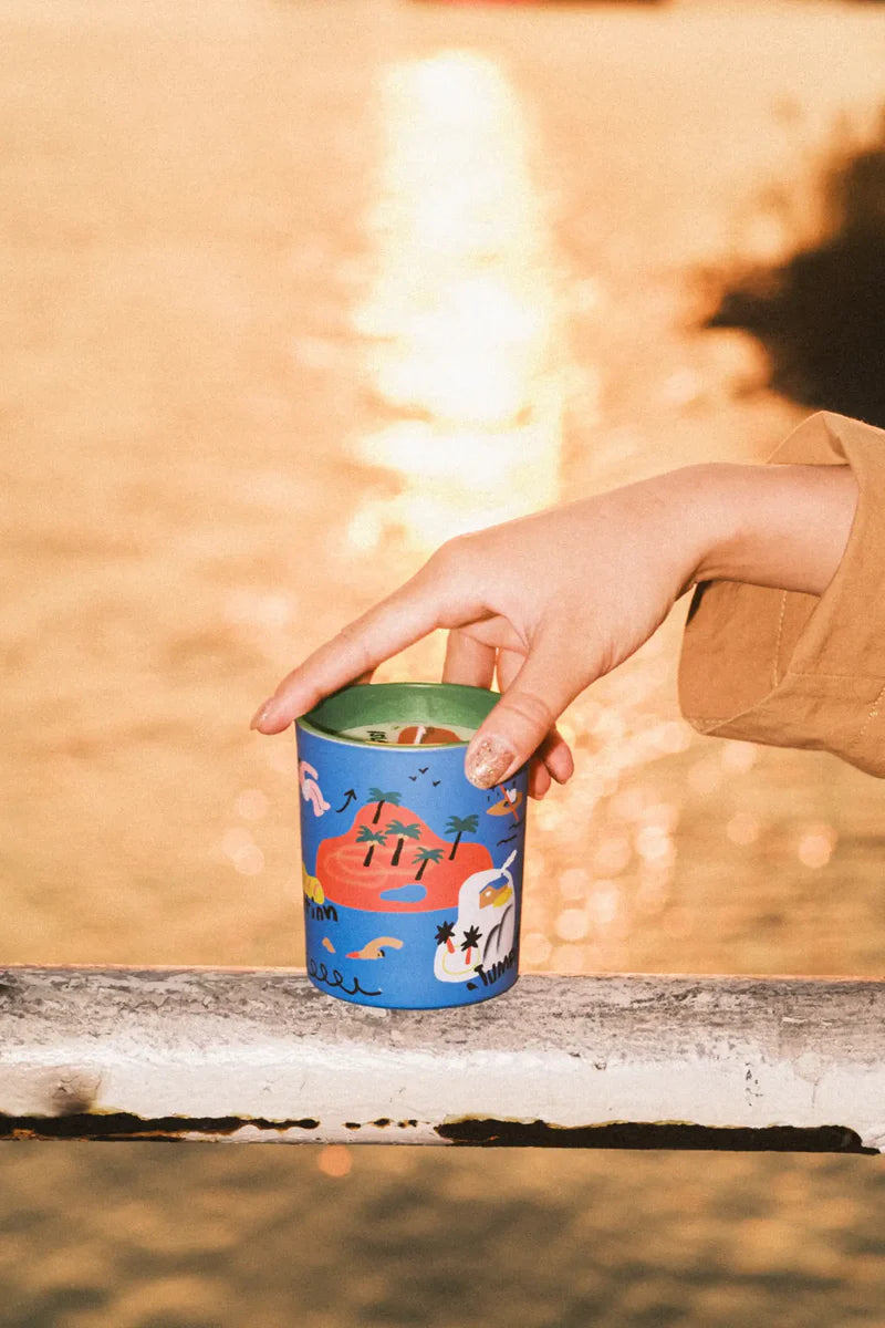 ISLAND VACATION Fig Leaf & Amber Scented Candle Set (Candle+Palm)