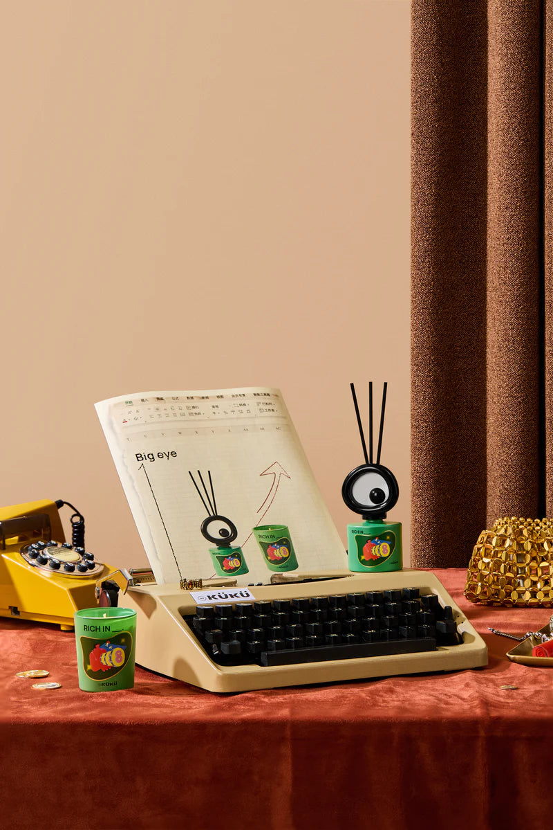 BIG EYE “RICH IN __” Woody Candle & Reed Diffuser Set