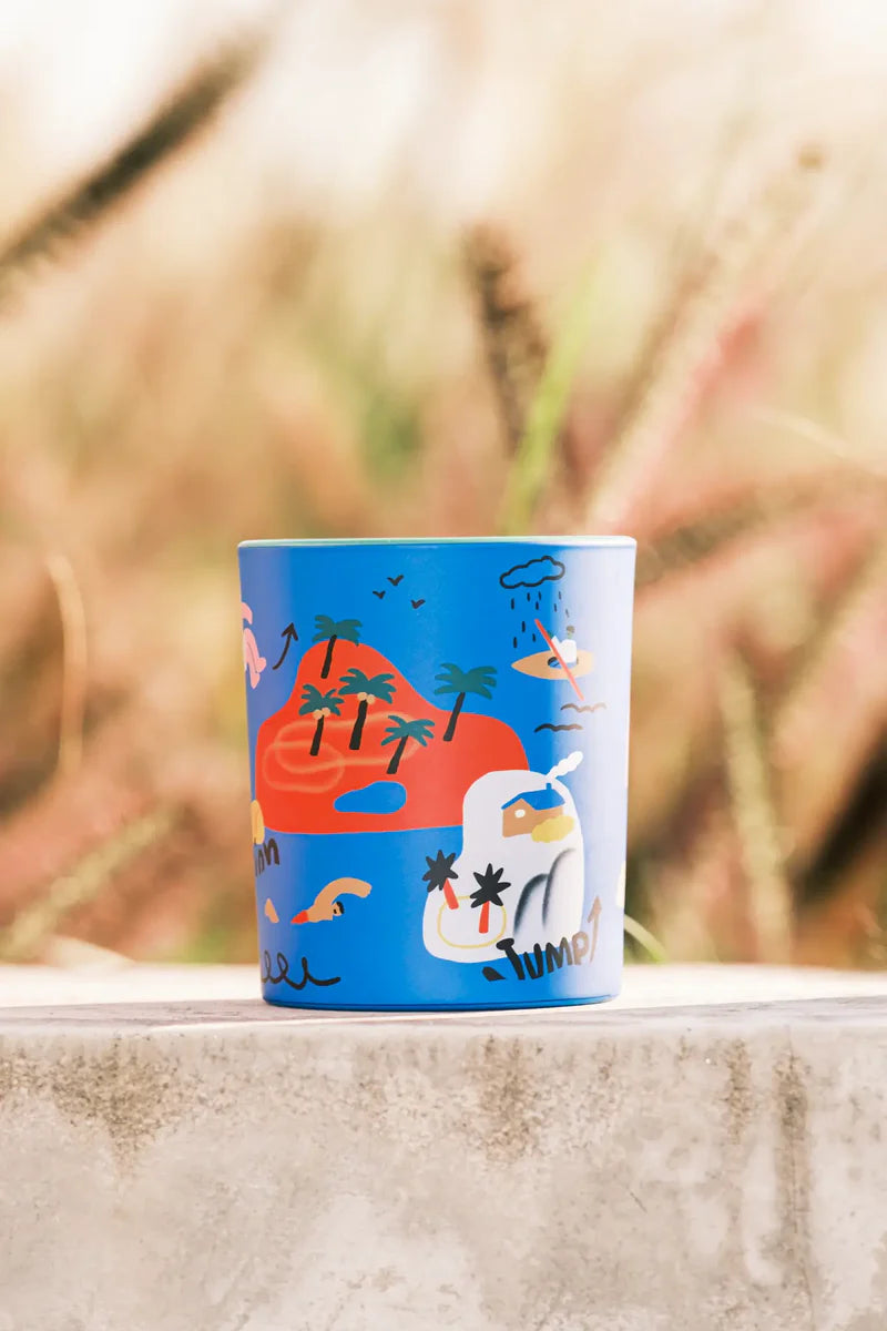 ISLAND VACATION Fig Leaf & Amber Scented Candle Set (Candle+Palm)