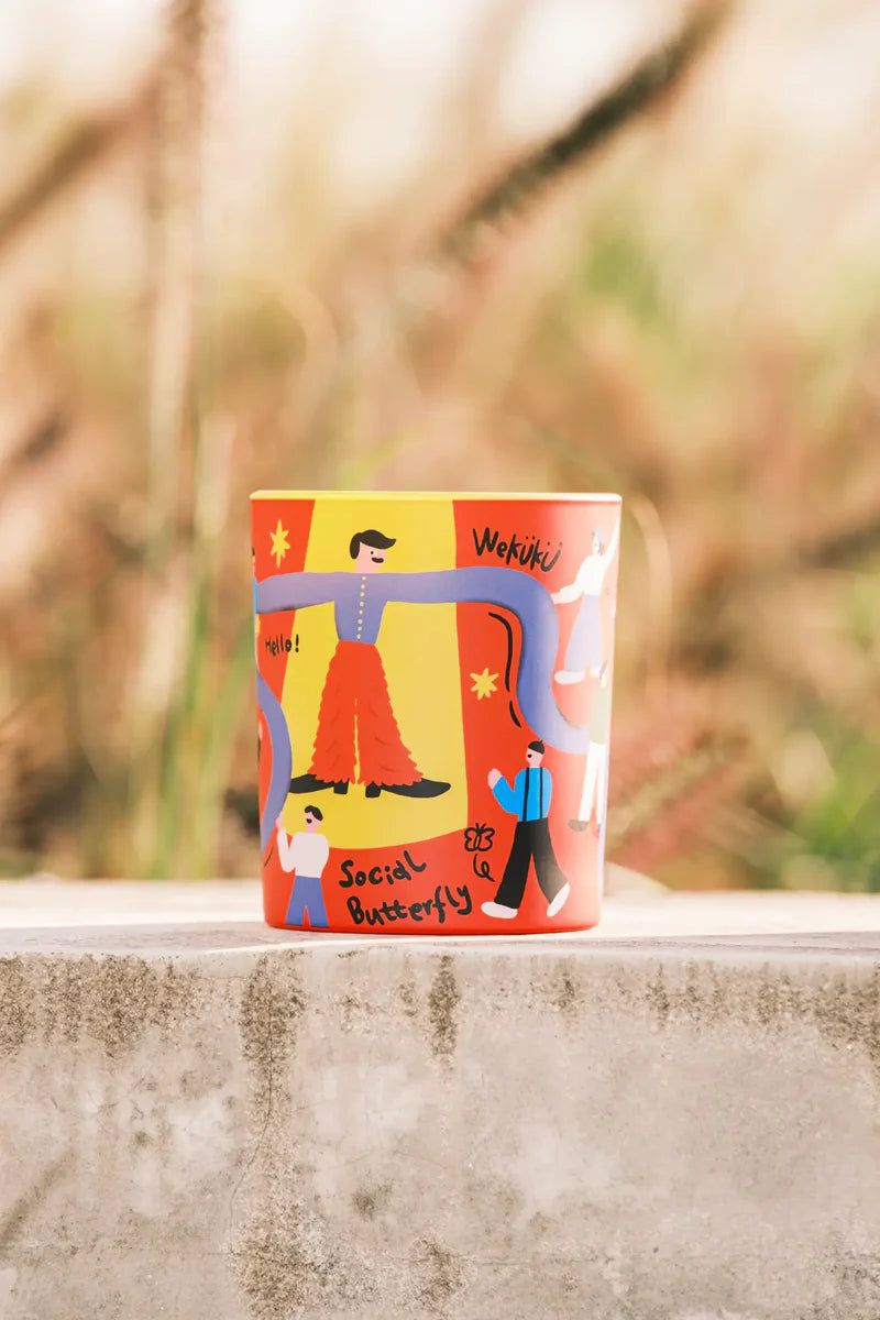 SOCIAL BUTTERFLY Cucumber Scented Candle Set (Candle+Palm)