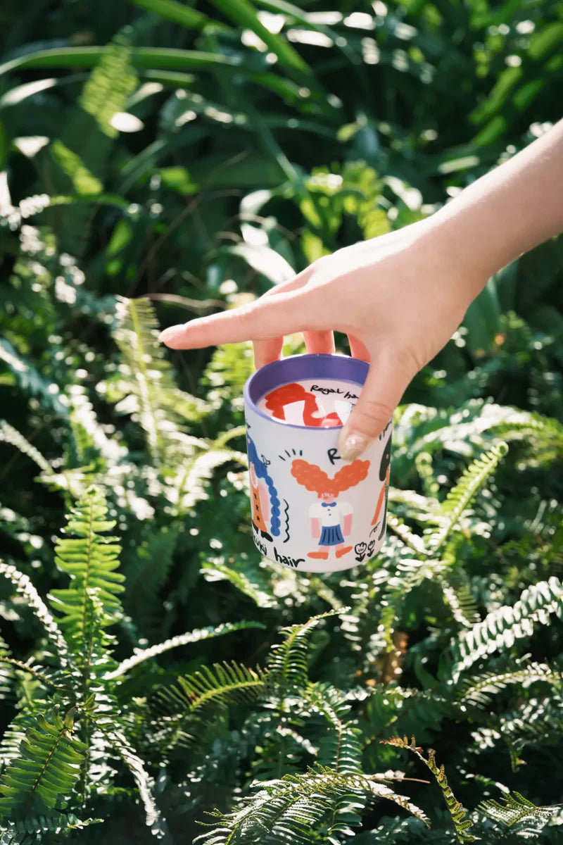 REGAL HAIR Cassis & Rose Scented Candle Set (Candle+Palm)