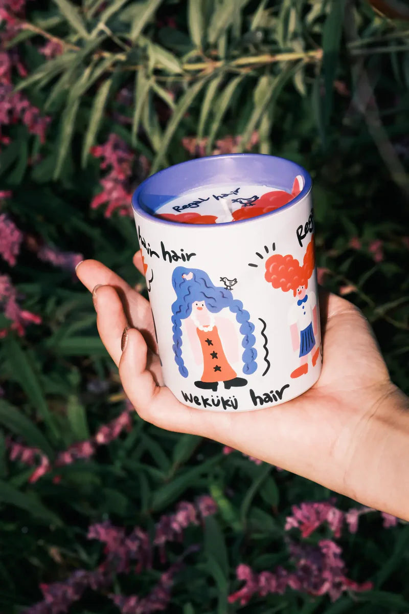 REGAL HAIR Cassis & Rose Scented Candle Set (Candle+Palm)