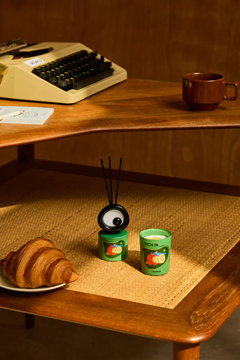 BIG EYE “RICH IN __” Woody Candle & Reed Diffuser Set