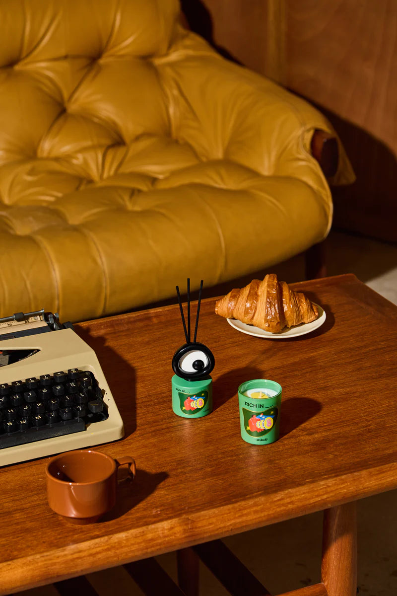 BIG EYE “RICH IN __” Woody Candle & Reed Diffuser Set